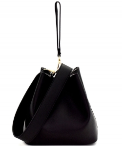Fashion Faux Leather Hobo Bag HR073 BLACK